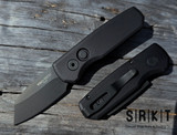Pro-Tech Runt 5 Auto - Black DLC CPM-20CV Reverse Tanto Edge Blade - Black Smooth 6061-T6 Aluminum Handle - Black Tip-Up Deep Carry Pocket Clip - Button Lock Automatic | Made In USA