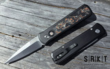 Pro-Tech Godson Auto 7210 - Satin 3.15" CPM 20CV Spear Point Blade & Black Aluminum Handle w/ Livewire Copper Carbon Fiber Inlay - Black Lip Pearl Push Button Automatic | Made in USA