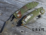 Microtech Signature Series - Stitch Auto Outbreak 169-1OBS - Distressed Black 3.625" Bohler M390MK Wharncliffe Blade & Outbreak Fluted Aluminum Handle Scales - Push Button Automatic w/ Thumb Holes | Made in USA