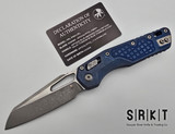 Microtech Select - MSI RAM-LOK 210-10APFRMS2 - Apocalyptic 3.9" Bohler M390MK Sheepsfoot Blade & Antique Blue Anodized Frag Titanium Handle Scales - Bar Lock Folder w/ Thumb Hole | Made in USA