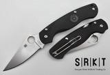 Spyderco Paramilitary 2 Lightweight - Tumbled CTS-BD1N Leaf Shaped Blade & Black Bi-Directional FRN Handle Scales - Compression Lock Folder w/ Round Thumb Hole - Wire Tip/Up Pocket Clip | Made in USA