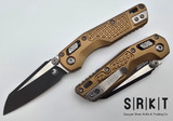 Microtech - MSI Mini RAM-LOK 210M-1FRTA - 2 Tone 3.12" Bohler M390MK Sheepsfoot Blade & Tan Anodized Aluminum Frag Handle Scales - Bar Lock Folder w/ Thumb Stud | Made in USA
