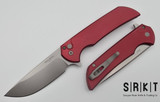 Pro-Tech | Ferrum Forge Mordax MX101-Red - Stonewash CPM-20CV 3.75" Drop Point Blade - Red Anodized 6061-T6 Aluminum Handle - Button Lock Folder w/ Flipper Tab | Made in USA