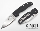 Spyderco Shaman Lightweight - Part Serrate Satin CTS-BD1N Drop Point Blade - Black Textured FRN Handle Scales - Satin Four-Position Pocket Clip & Lanyard Hole - Compression Lock Manual w/ Round Thumb Hole | Made in Golden, Colorado U.S.A., Earth