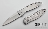 Kershaw - Leek 1660 A/O - Bead Blast Sandvik 14C28N Drop Point Blade - Bead Blast Stainless Steel Handle Scales - Right Tip-Up/Down Stainless Pocket Clip | Made In USA