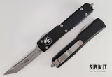 Microtech Ultratech T/E OTF 123-10 - Stonewash Bohler M390 Tanto Edge Blade & Black 6061-T6 Aluminum Handle Chassis - Standard Blasted Pocket Clip & Hardware - Thumb Slide Double-Action Out the Front Automatic | 100% USA Made