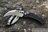 Microtech Hawk Auto Karambit - Stonewash 204P Blade - Black Aluminum Handle w/ Textured Inlays - Blade and Closed