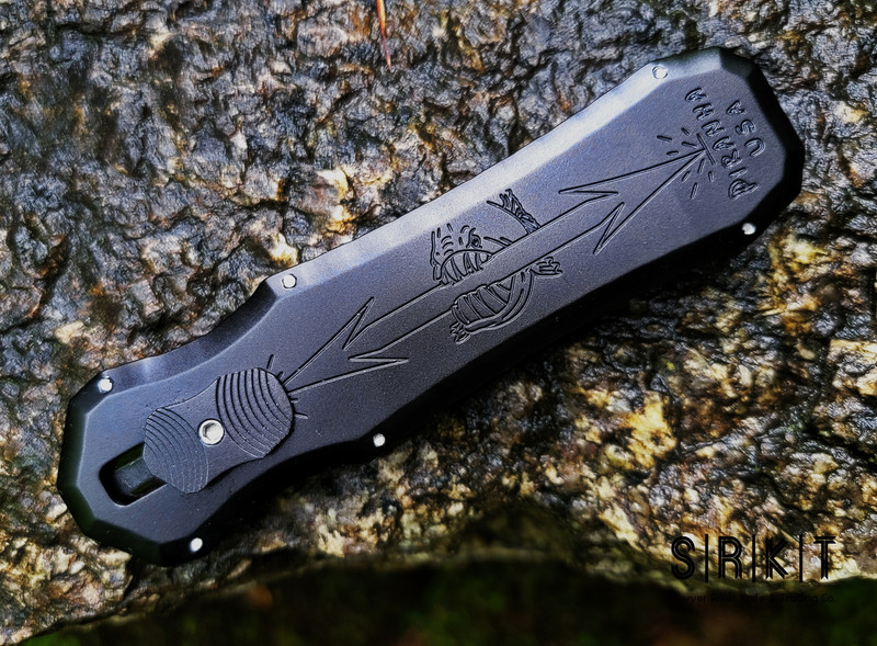 Piranha Excalibur D/A OTF P-8BK Stonewash S30V Dagger Blade