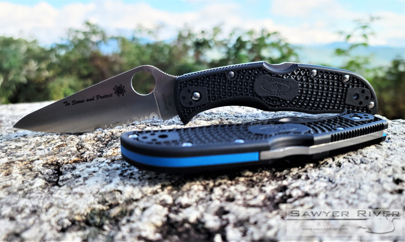 Spyderco Endela C243FPSBKBL @ SRKT Thin Blue Line Serrated VG-10