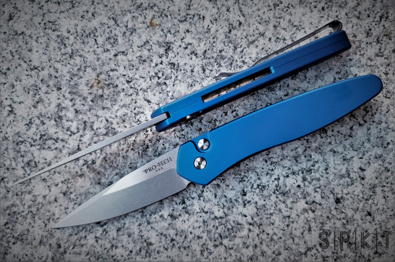 Pro-Tech Newport Automatic 3405-BLUE Stonewash Blade @ SRKT