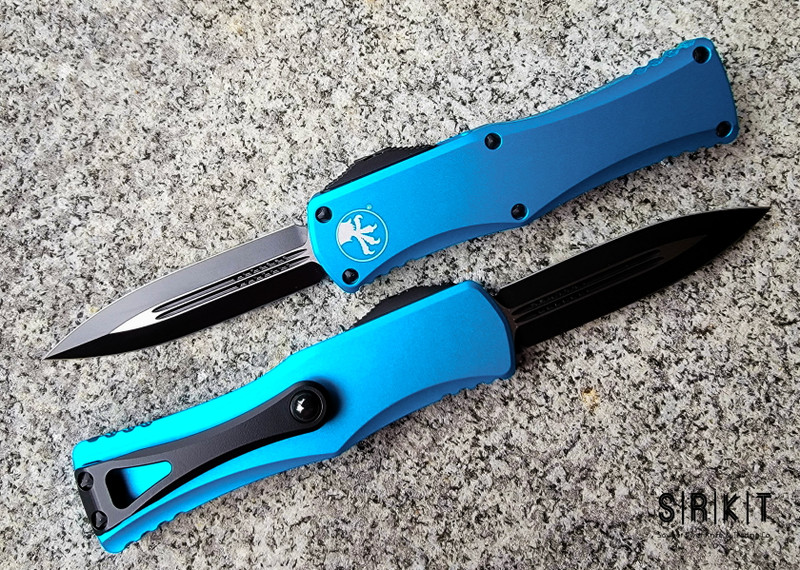 Microtech Hera OTF 702-1TQ @ SRKT Black D/E Plain Blade Turquoise Handle