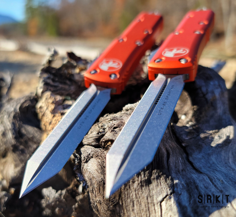 Microtech UTX-85 OTF Auto Spartan 230-10OR @ SRKT Stonewash Bohler