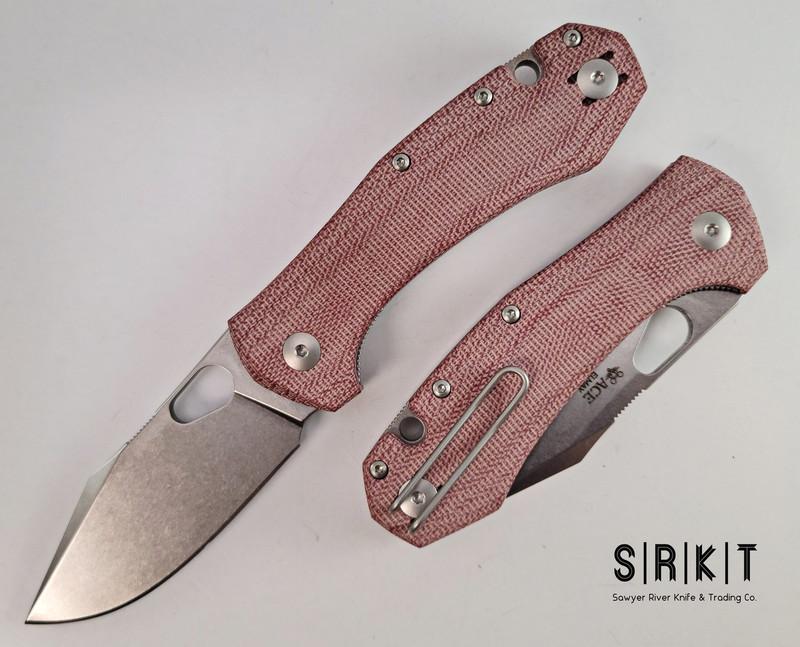 GiantMouse ACE Atelier Red Canvas Micarta Stonewash ELMAX Modified 