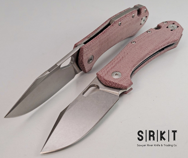 GiantMouse ACE Atelier Red Canvas Micarta Stonewash ELMAX Modified