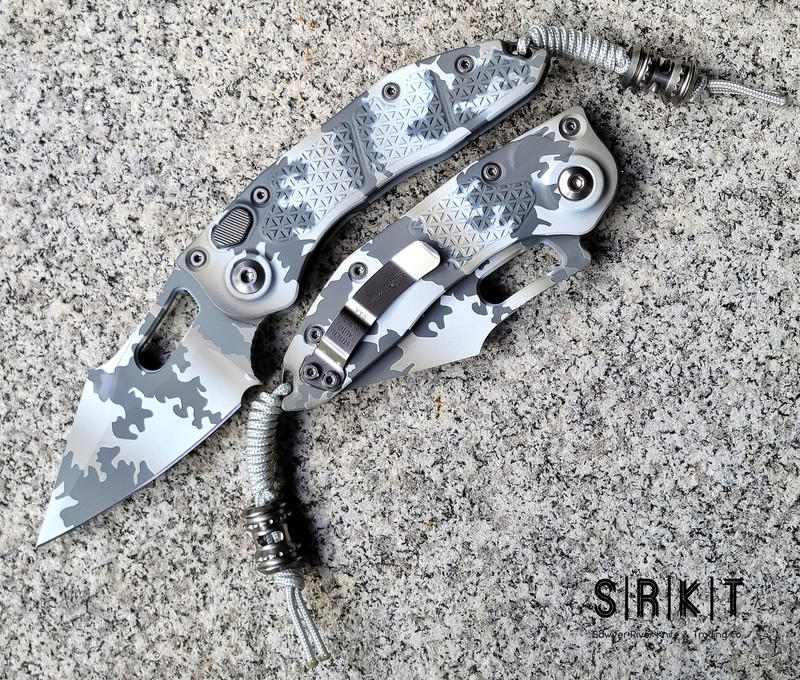 Microtech Stitch Auto Arctic Camo Signature Series 169-1ACS White