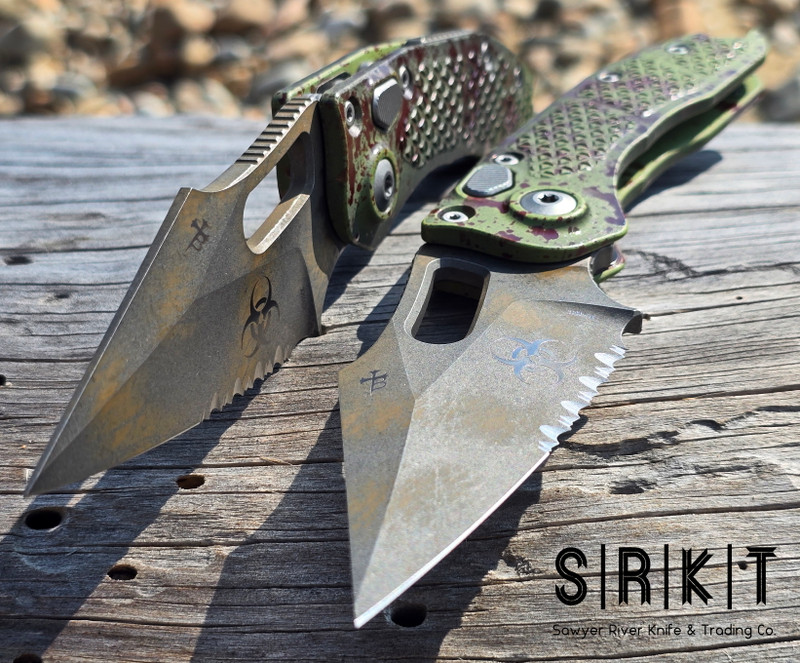 Microtech Stitch Signature Series Auto 169-2OBS Distressed Black