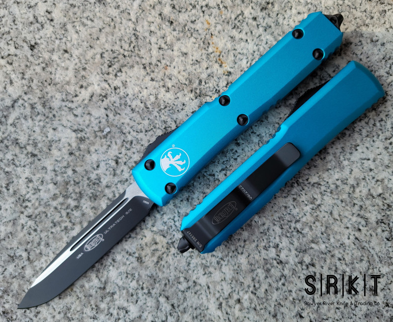 Microtech Ultratech OTF 121-1TQ Turquoise Blue Aluminum Handle