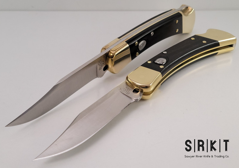 Buck Folding Hunter 0110BRS-B @ SRKT Ebony Wood Handles Satin 420HC Blade