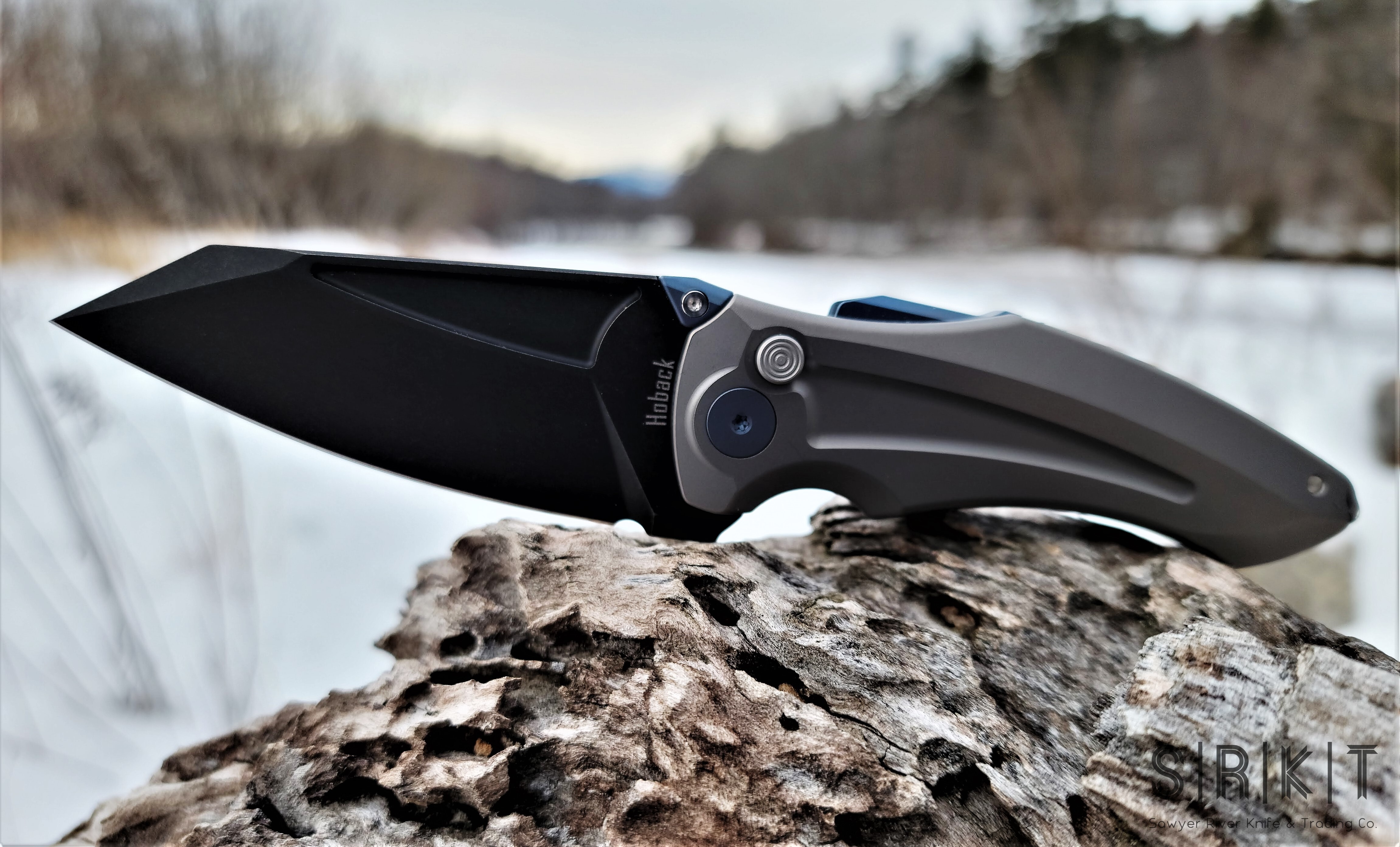 Jake Hoback Knives Sumo Flipper @ SRKT DLC Black Blade Titanium