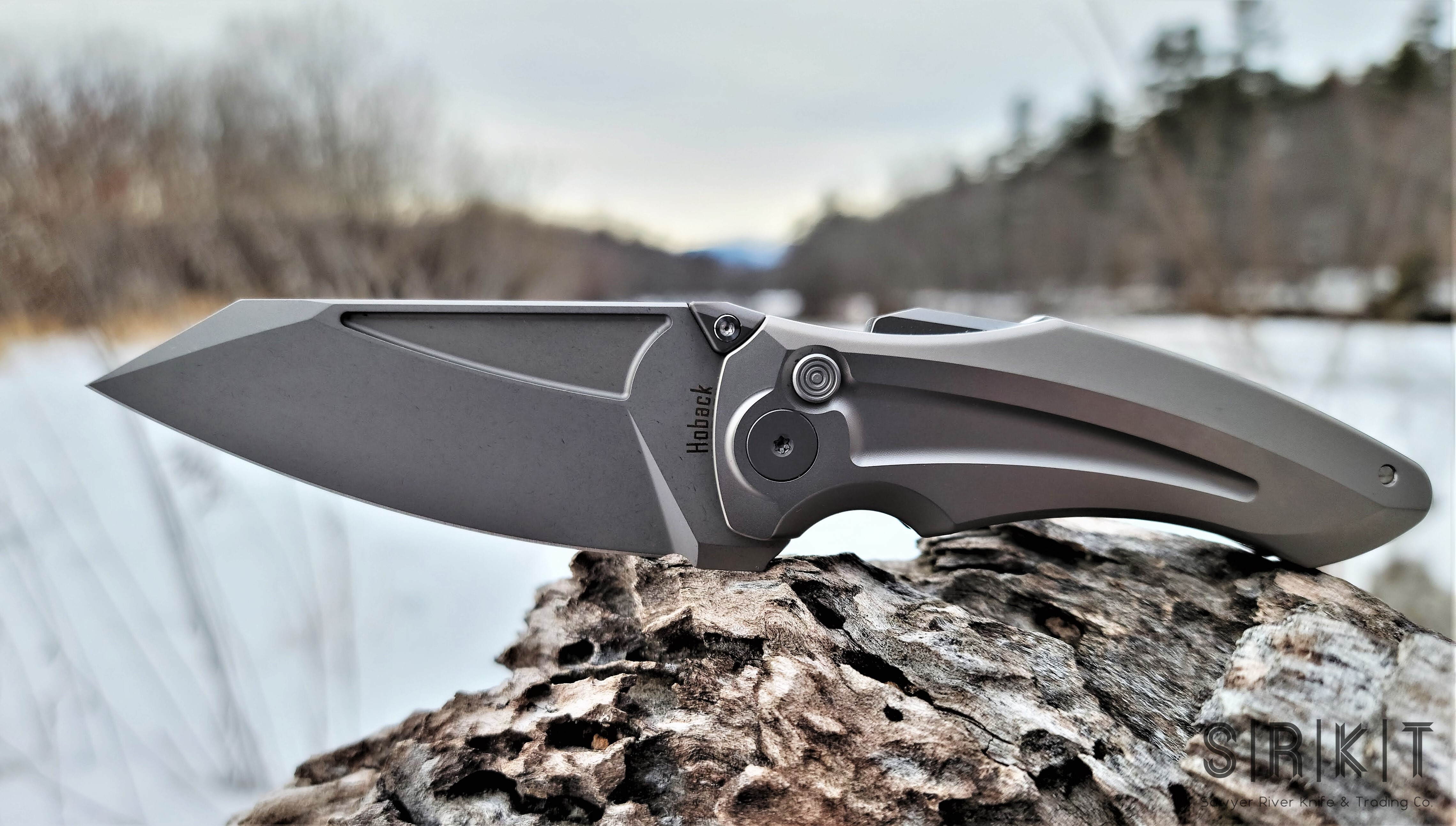 Jake Hoback Knives Sumo Flipper @ SRKT Silver Blade Titanium Light