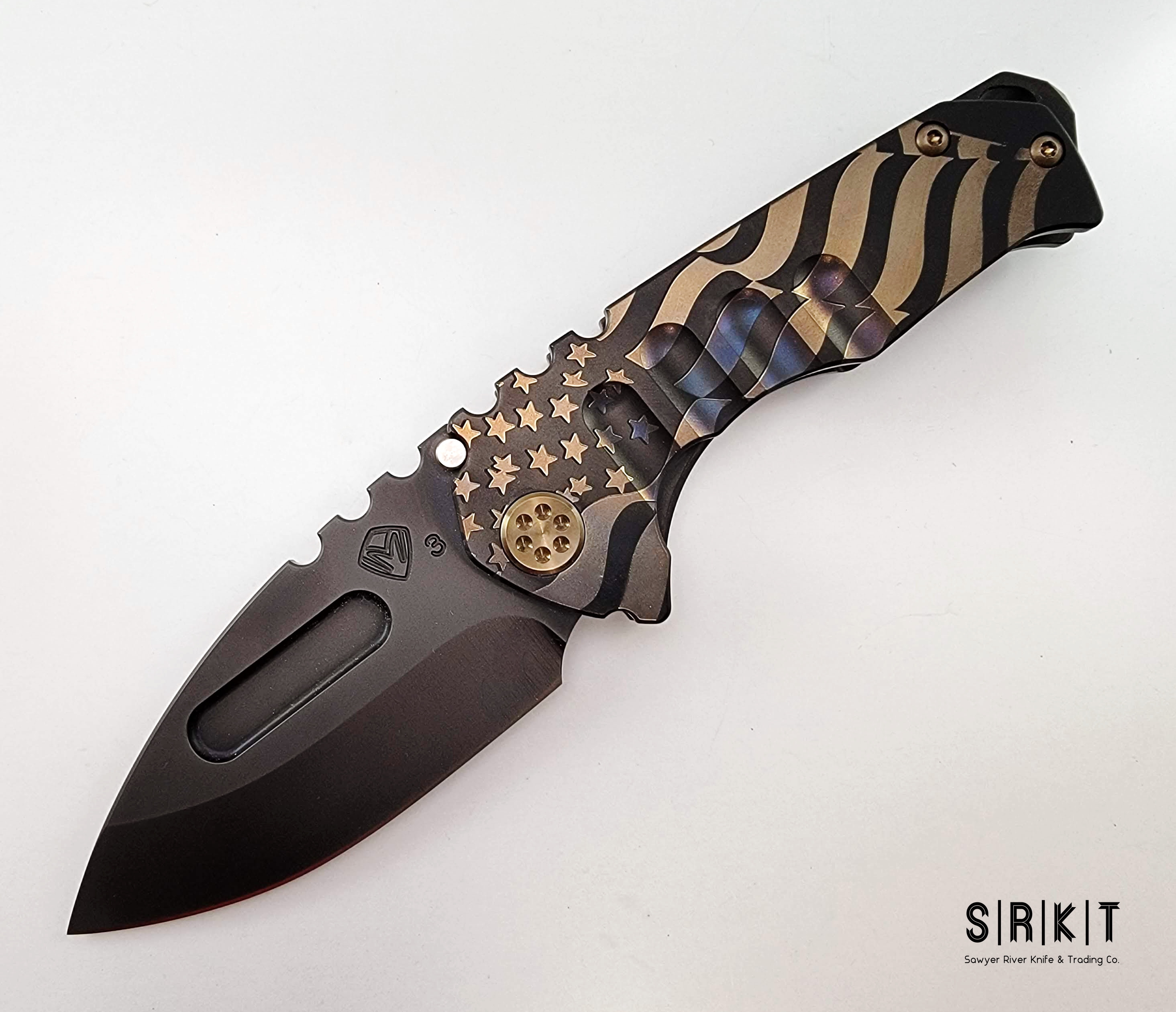 Medford Knife & Tool Genesis T @ SRKT Gold US American Flag Face