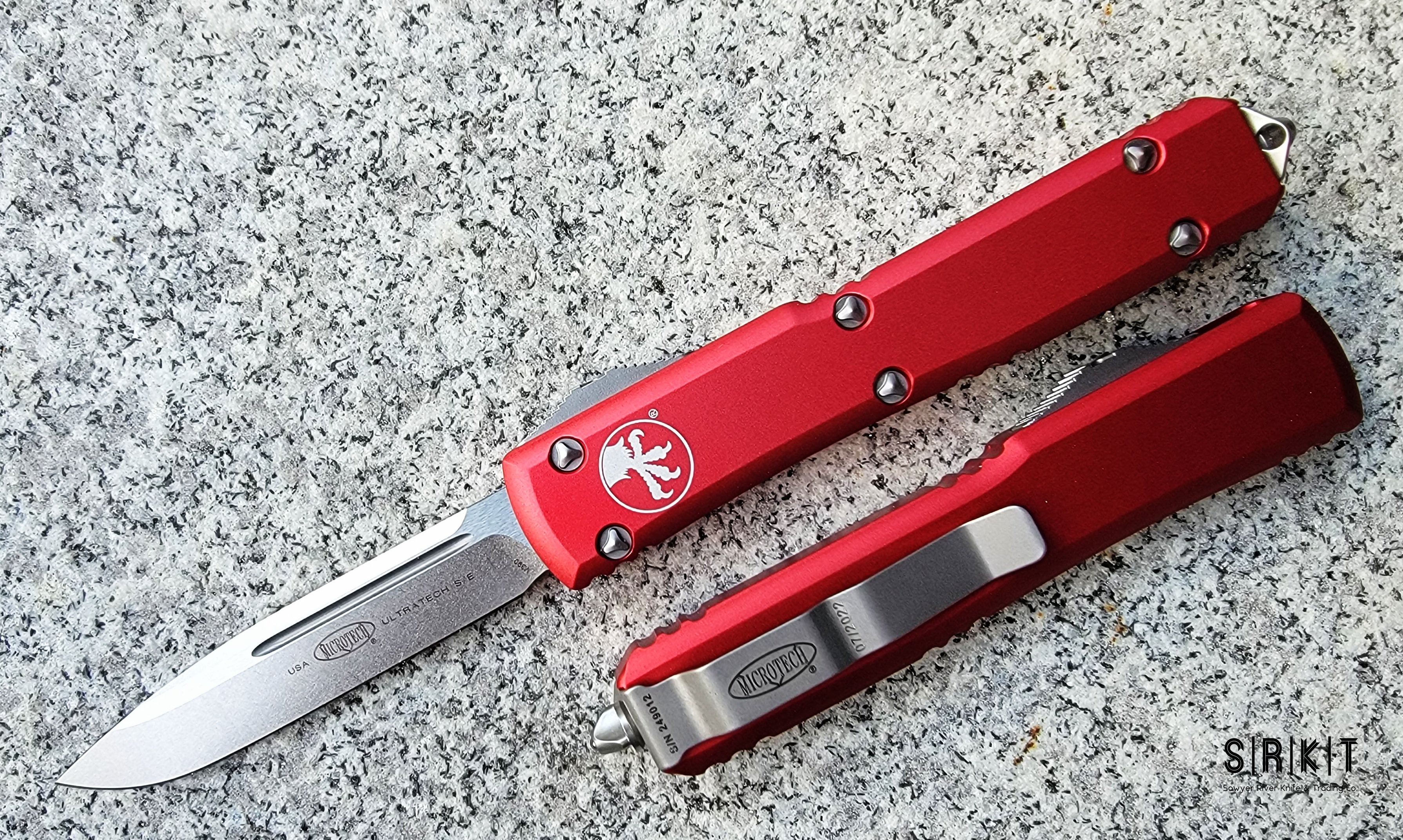 TIME ERGOFORCE MONO ハンドル レッド Microtech Ultratech OTF 121-10RD Red Anodized Aluminum & Stonewash