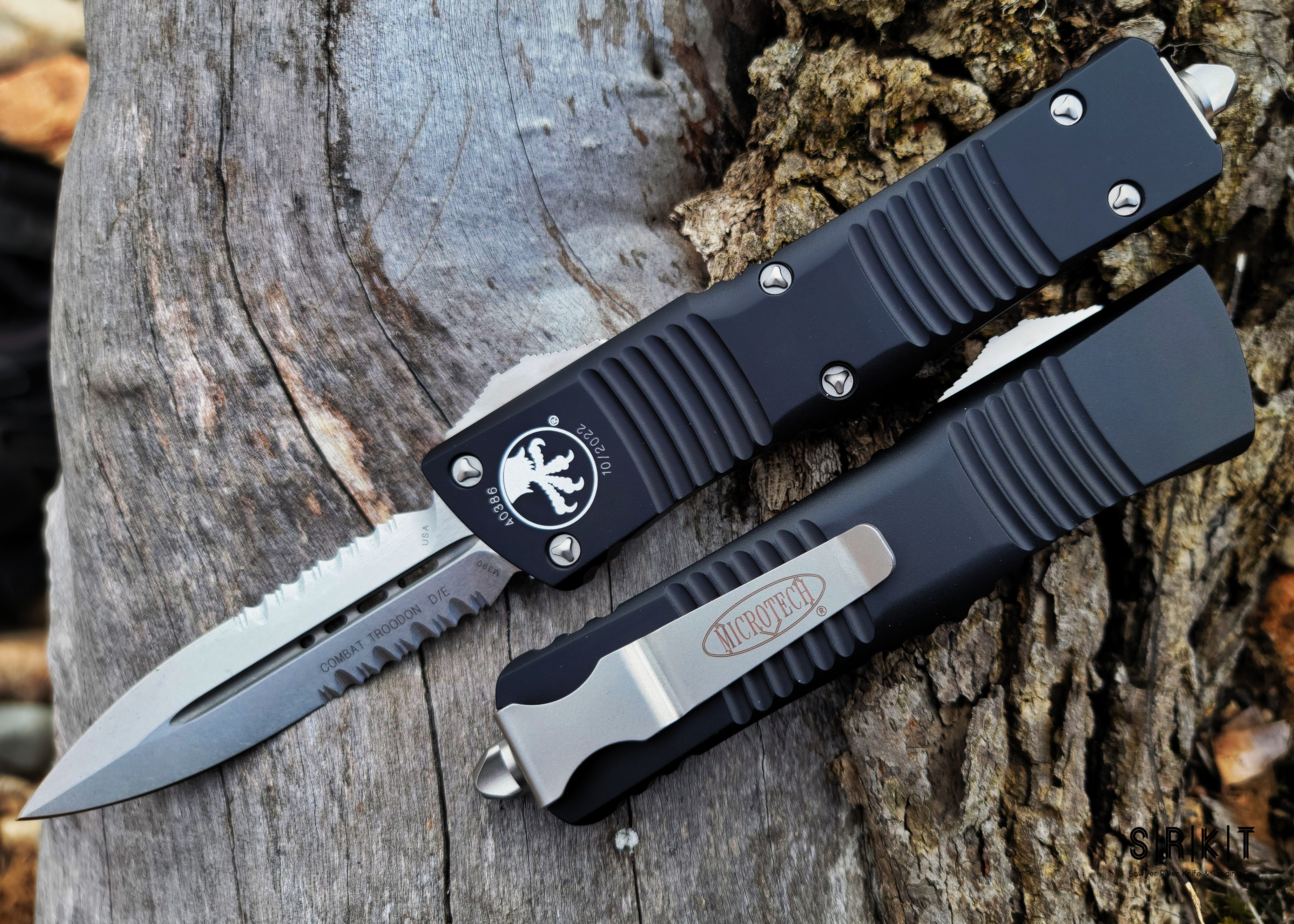 Microtech Combat Troodon OTF Knife- Double Edge- CERAKOTED Dark Tungst