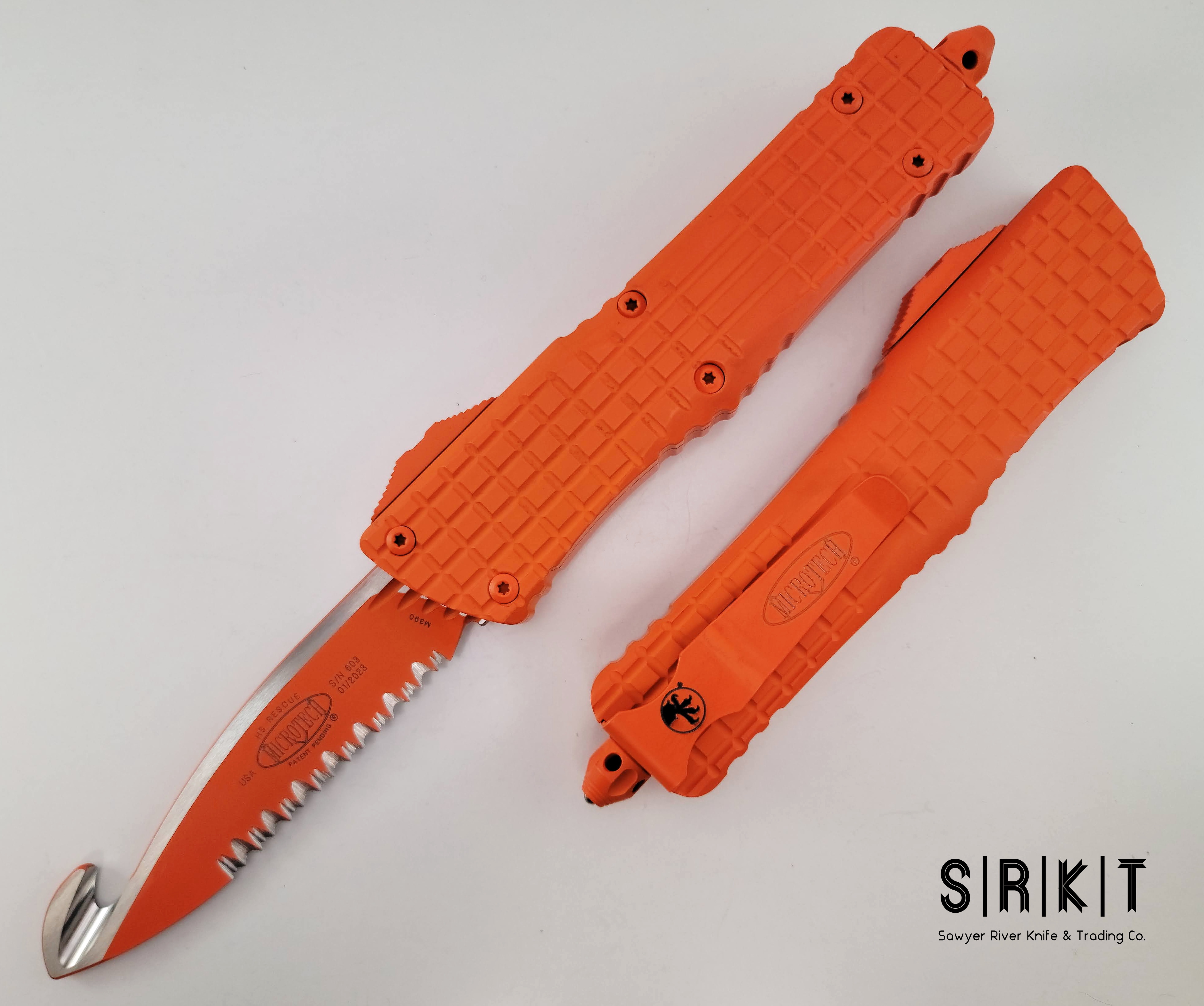 Microtech Combat Troodon HS Rescue Frag Orange Cerakote w/ Strap