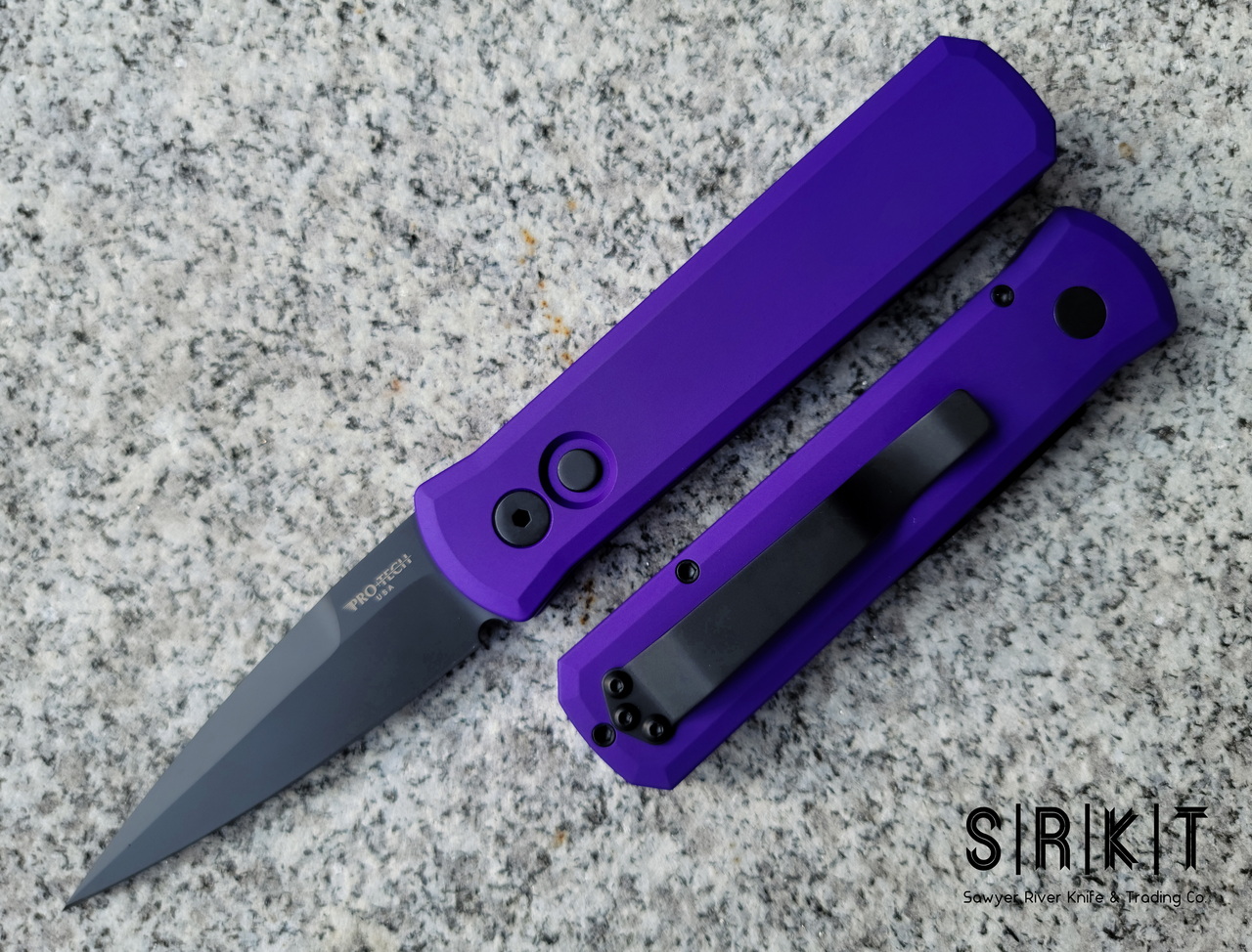Pro-Tech Godson Auto 721-Purp Black DLC 154CM Stiletto Blade