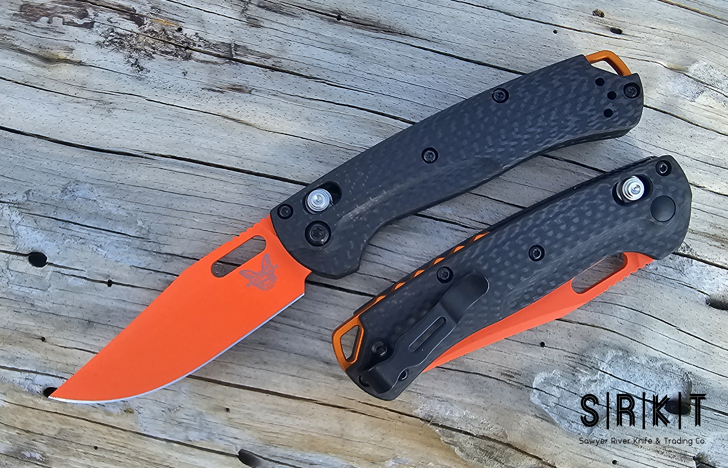 Benchmade Mini Taggedout 15533OR-01 Hunt Class Carbon Fiber Handle