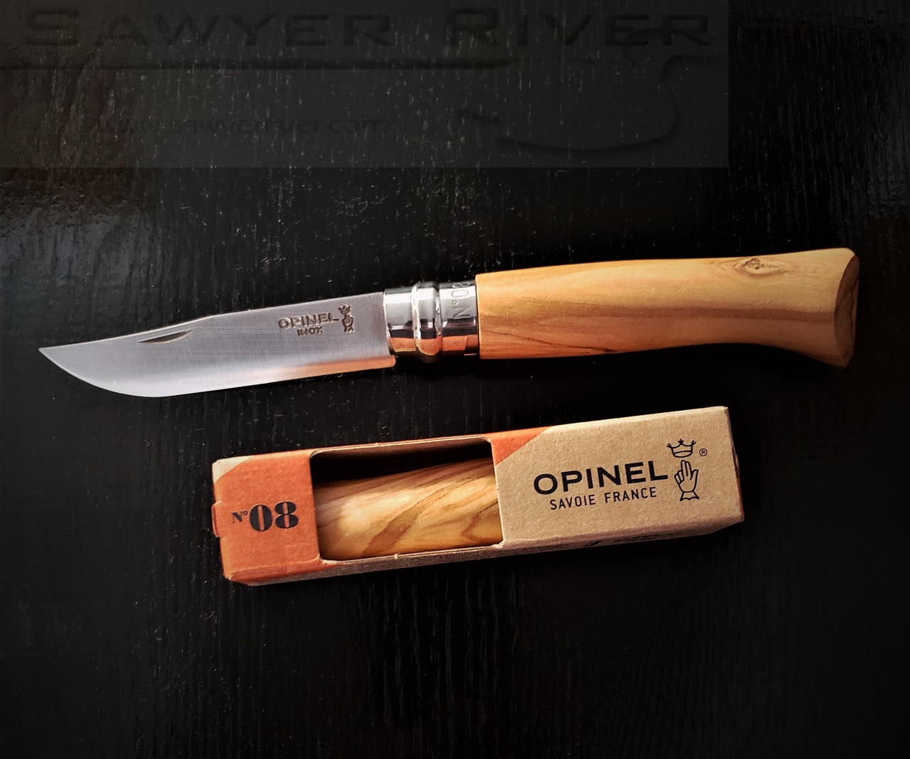 Opinel No. 08 Folder Olive Wood @ SRKT Satin Mirror Polished