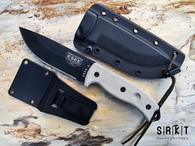 ESEE Knives Model 5 ESEE-5P-E - Black Powder Coated 5.25" 1095 Carbon Steel Blade & Gray Micarta Scales over Full-Tang - Black Kydex Sheath | Made in USA