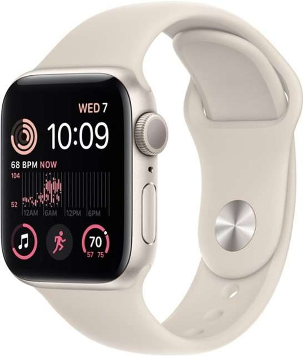 Apple Watch SE 2nd Generation (GPS) 40mm Aluminum Case with Starlight Sport Band - M/L - Starlight (New Open Box) NODB:NODB-WSE22G40T63ST-L Apple