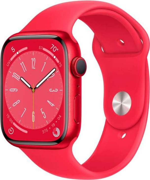 Apple Watch Series 8 (GPS) 45mm Aluminum Case with (PRODUCT)RED Sport Band - M/L - (PRODUCT)RED W8G:45UU3RD-L Apple