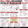 81cc / 100cc QMB139 PISTON & RING SET (50mm BORE)