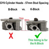 QMK GY6 K-BLOCK *61mm BORE* (QMK) CYLINDER HEAD 57mm STUD SPACING (NOT FOR B-BLOCK)