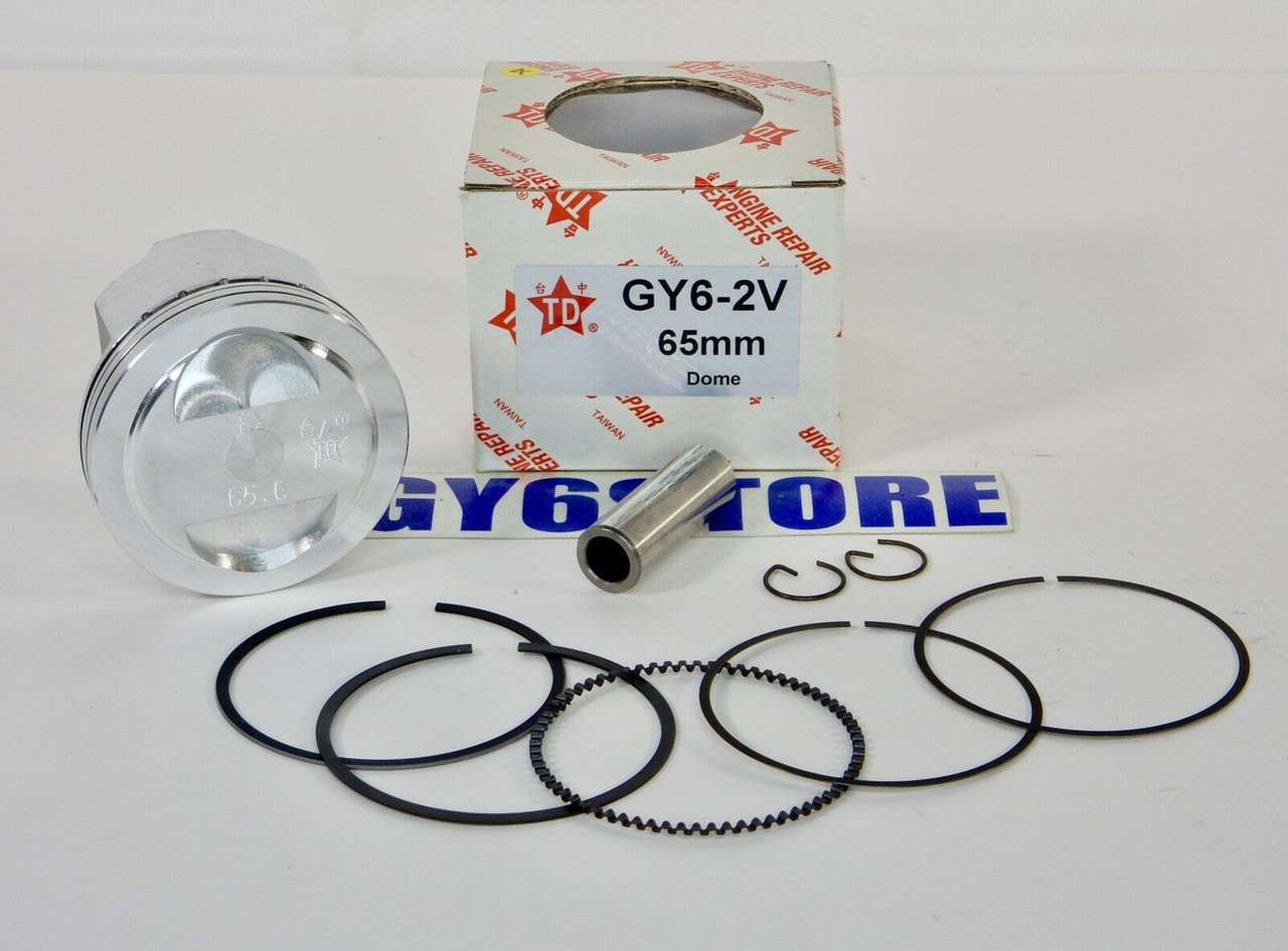 TAIDA CAST DOME HIGH COMPRESSION PISTON & RINGS SET FOR GY6 65mm B-BLOCK