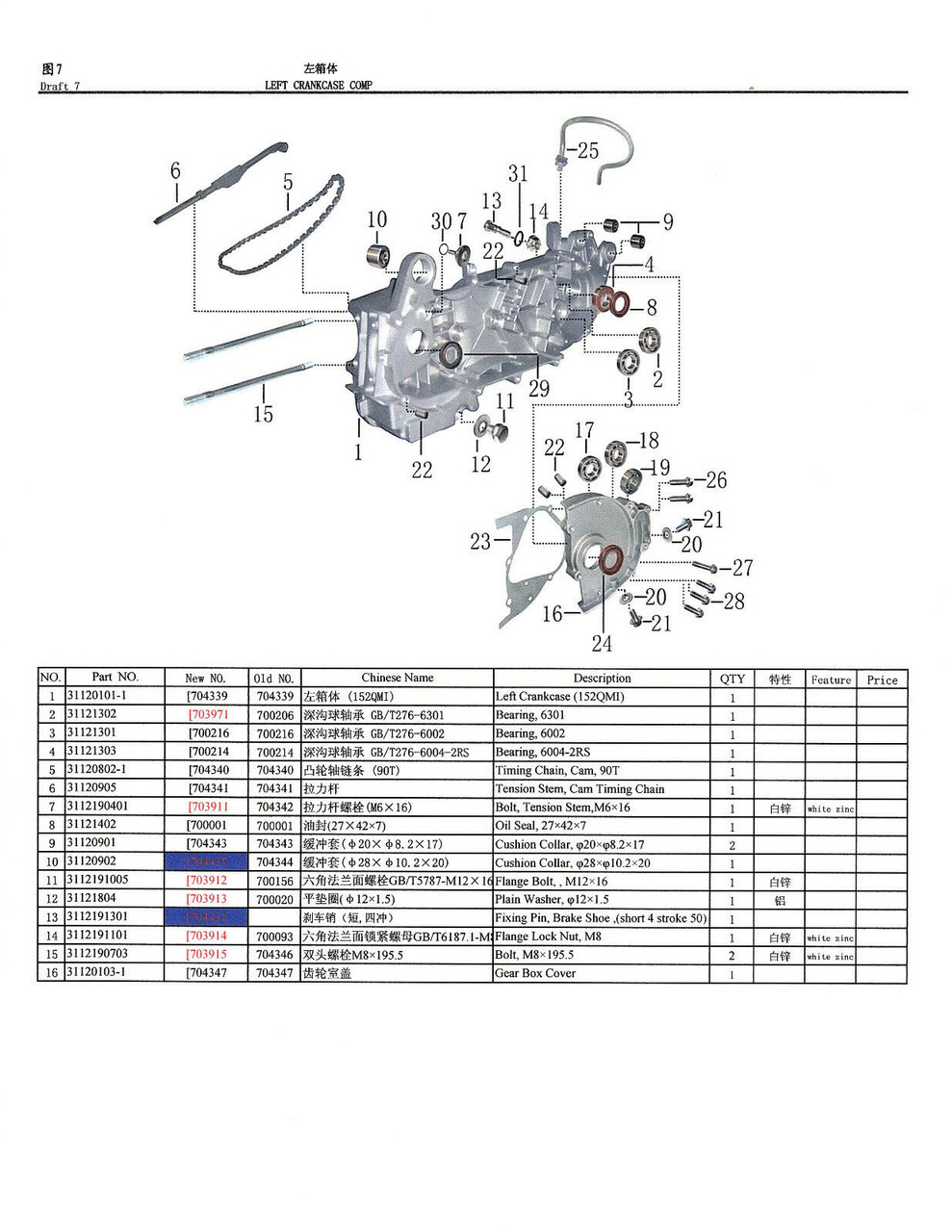 GEARBOX BEARING 6004-2RS FOR 150cc GY6 MOTORS