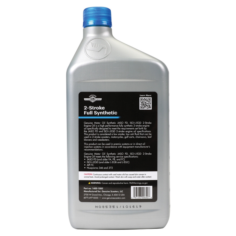 GENUINE 2T MOTOR OIL (FULL SYNTHETIC JASO FD) 1 QUART *2 STROKE*