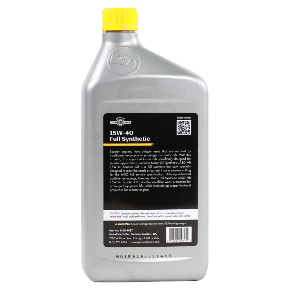 GENUINE 4T MOTOR OIL (15W40, FULL SYNTHETIC MB) 1 QUART *4 STROKE*