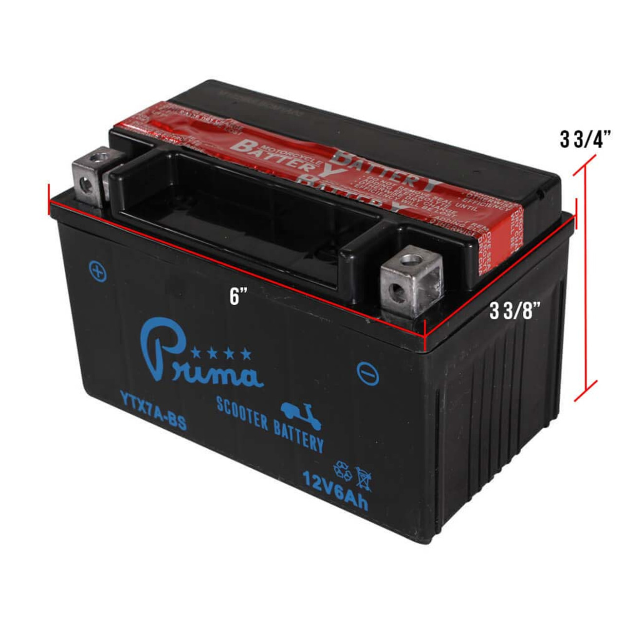 PRIMA BATTERY (12V TX7A-BS); GENUINE, YAMAHA, KYMCO