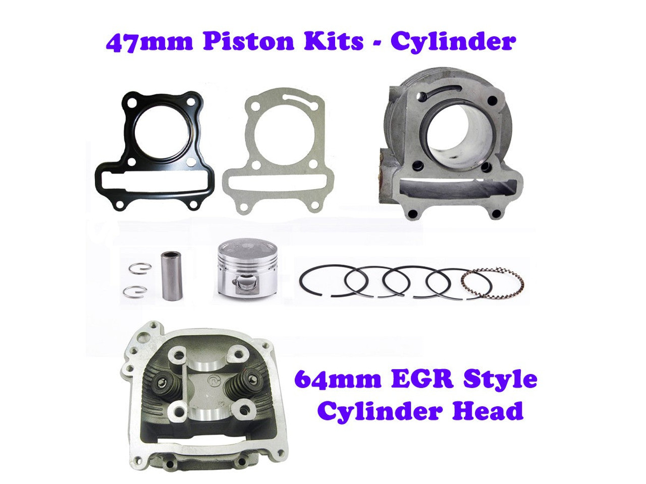 72cc / 80cc (47mm BORE) KIT FOR SCOOTERS QMB139 MOTORS *64mm VALVES* EGR