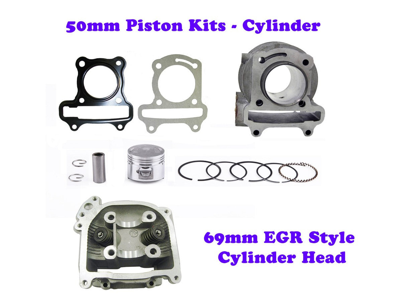 100cc (50mm BORE) KIT FOR SCOOTERS QMB139 MOTORS *69mm VALVES* EGR