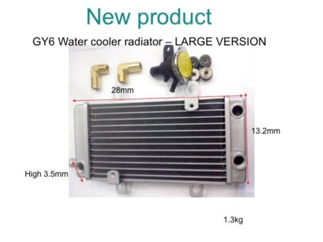 TAIDA HIGH PERFORMANCE GY6 RADIATOR (LARGE) 280mm long x 132mm TALL (NEW)