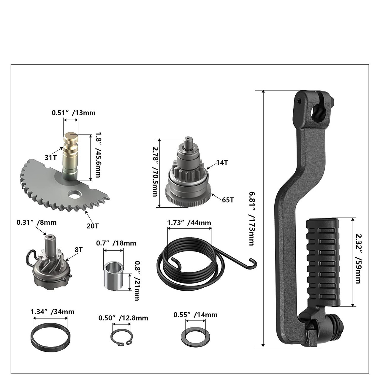 KICK START GEAR BENDIX REBUILD KIT SCOOTER QMB139 50cc 80cc 100cc