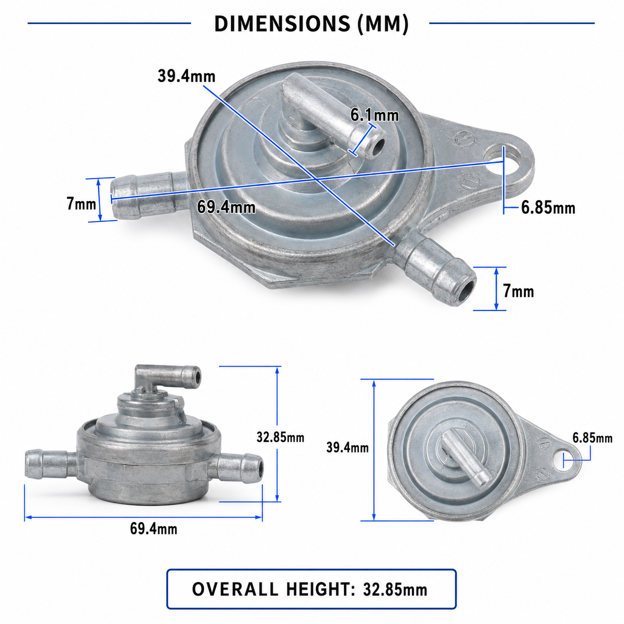 FUEL PUMP VACUUM DIAPHRAGM PETCOCK FOR QMB139 & GY6 SCOOTERS *TYPE 3*