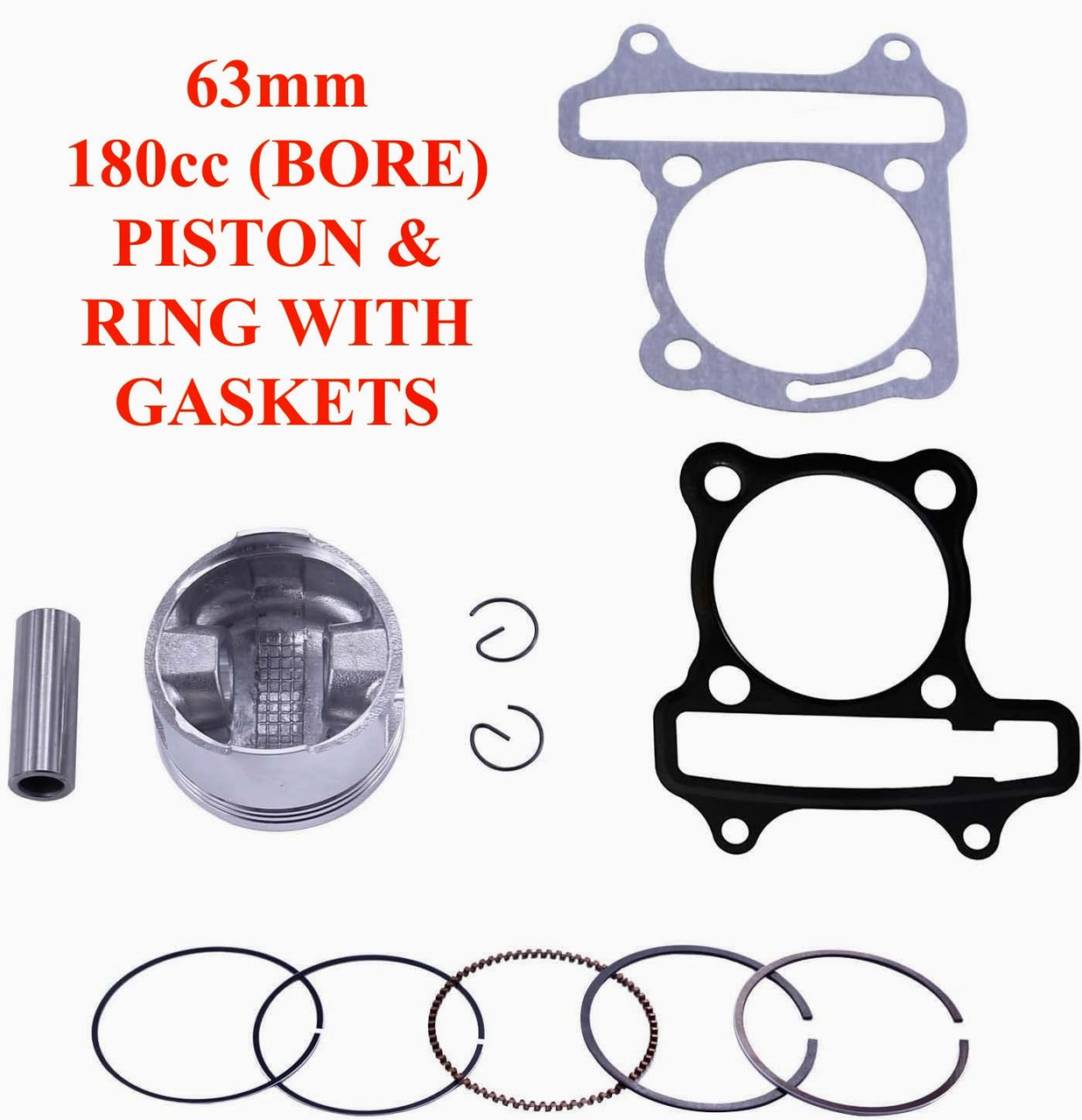 GY6 63mm (180cc BORE) KBF CAST PISTON & RINGS SET WITH GASKET SCOOTER ATV KART