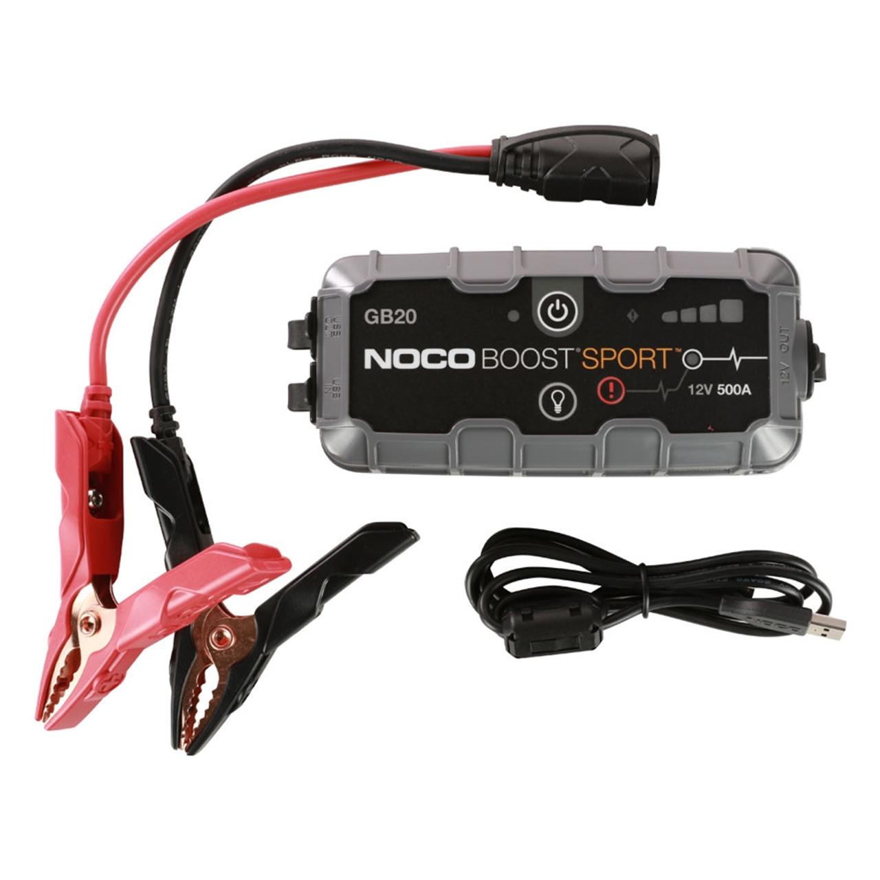 NOCO Boost Sport GB20 500 Amp 12-Volt UltraSafe Lithium Jump Starter Box,  Car Battery Booster Pack, Portable Power Bank Charger, and Jumper Cables  for