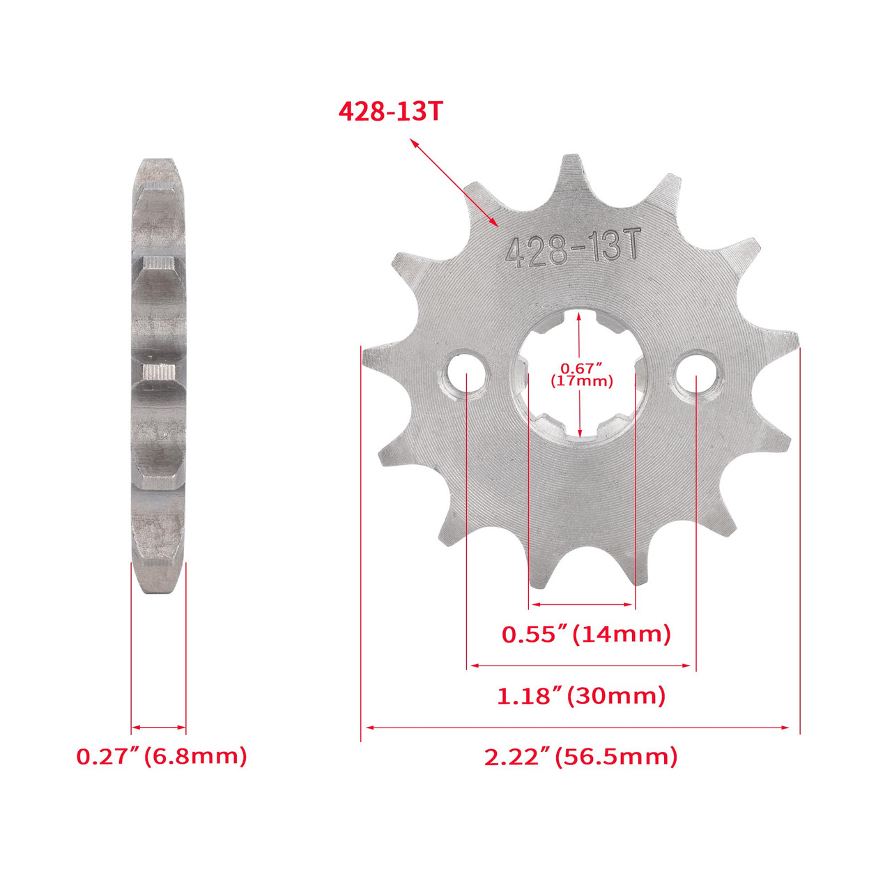 たっつー 428 13 TOOTH 17mm FRONT ENGINE SPROCKET FOR TAOTAO ATV PIT BIKE 50