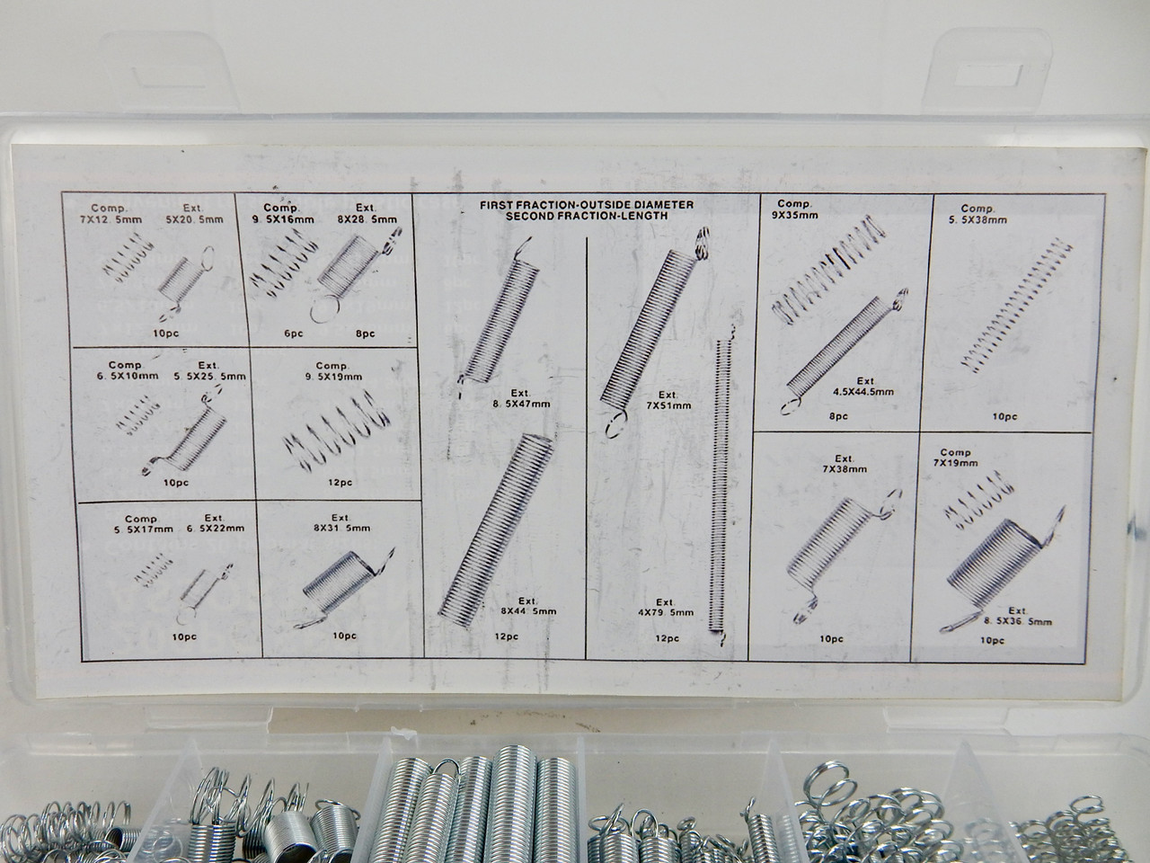 200PC SPRING ASSORTMENT SET ZINC PLATED STEEL COMPRESSION & EXTENSION CARBURETOR